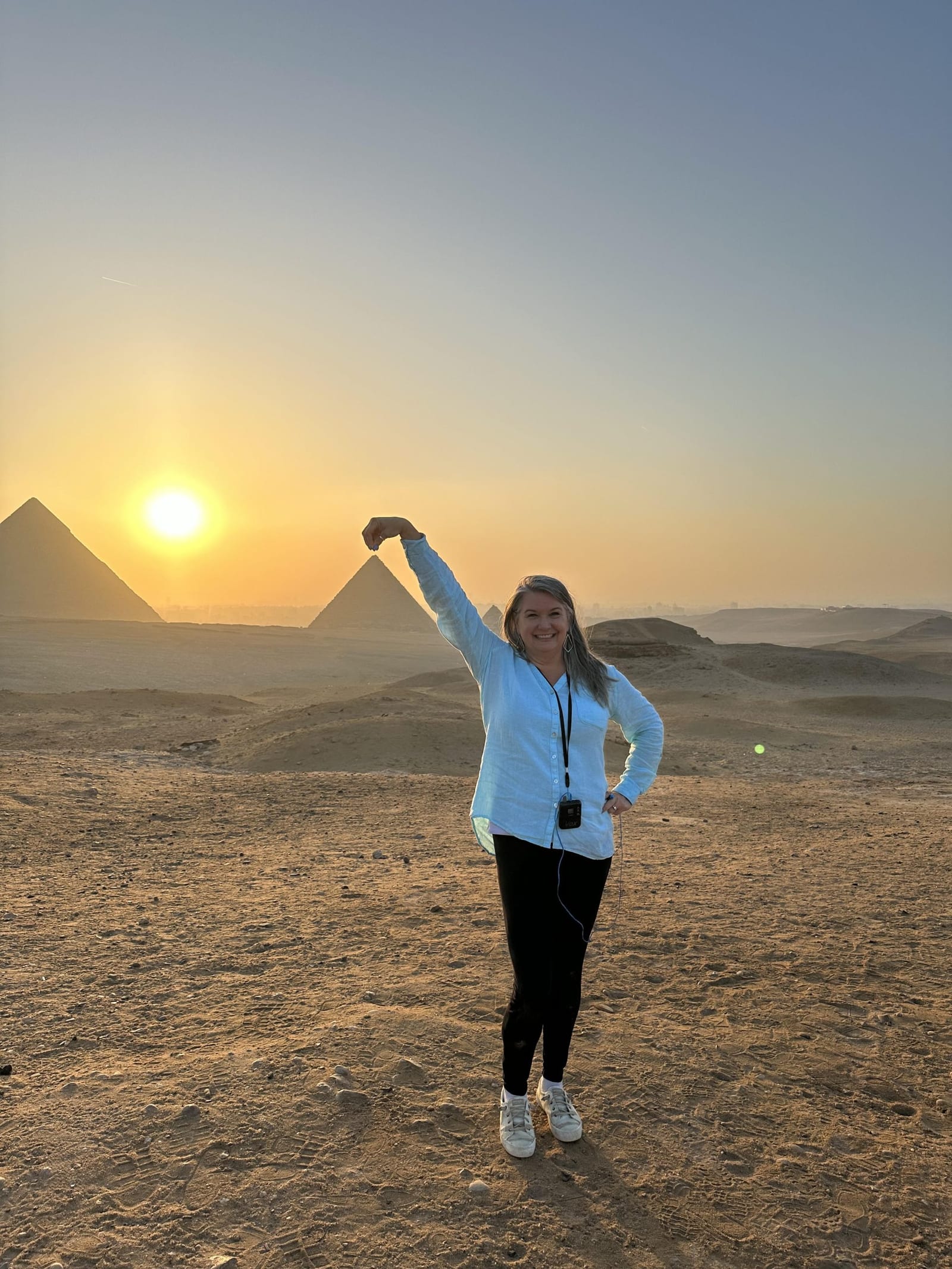Amanda Kilmark, President of Largay Travel, feeling larger than the pyramids in Egypt